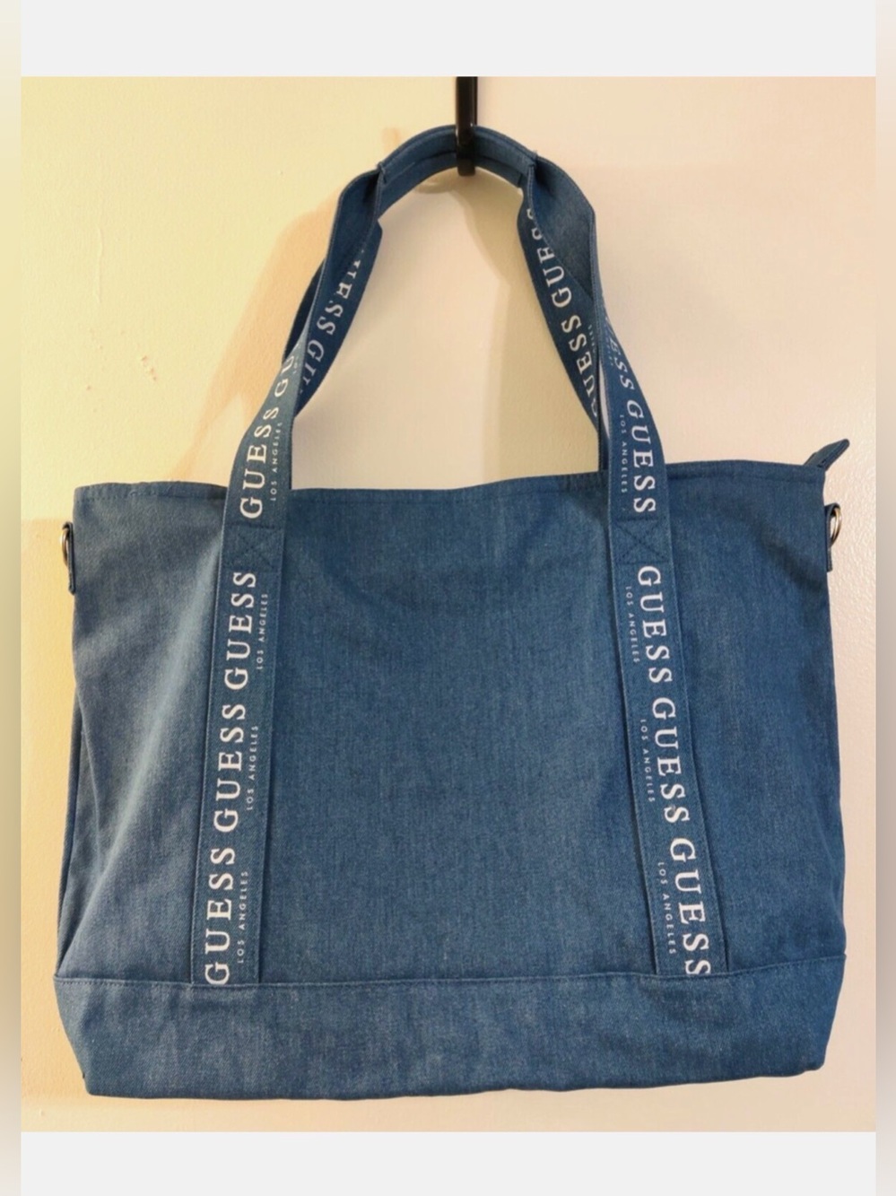 GUESS Blue Denim Jeans Tote Bag with Branded Straps